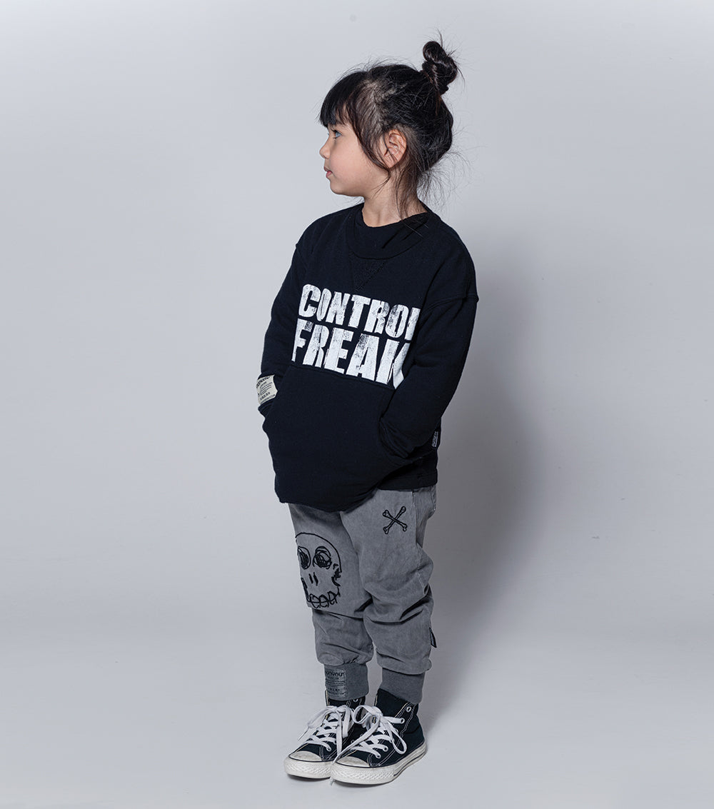 Kid | Scribbled Skull Pants | Vintage Grey