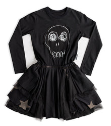 Kid | Dazed Skull Layered Dress | Black
