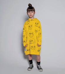 Kid | Hooded Scribbled Skulls A Dress | Black