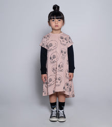 Kid | Scribbled Skulls 360 Dress | Natural