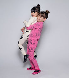 Kid | Scribbled Skulls Loungewear | Hot Pink