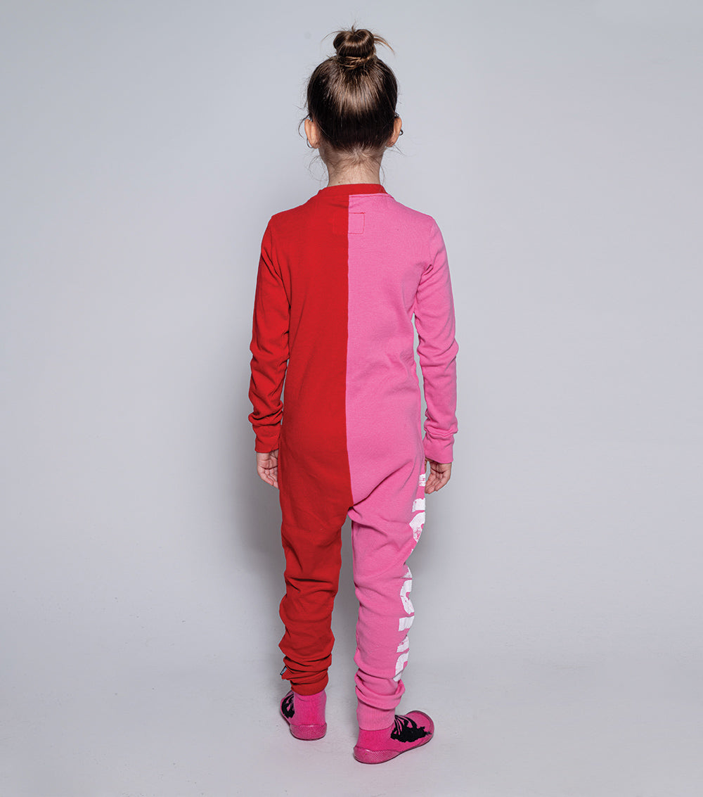 Kid | Duo Zip Loungewear | Hot Pink x Red