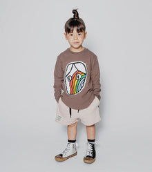 Kid | Rainbow Dude Patch Shirt | Earth Brown