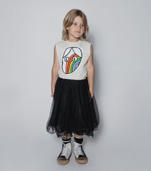 Kid | Magic Rainbow Dude Dress | Natural x Black