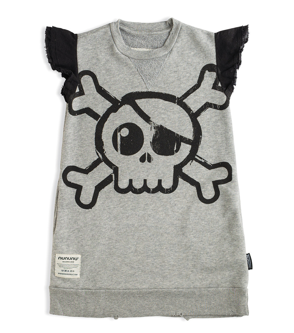 Kid | Ruffled Sleeve Sweatdress | Heather Grey