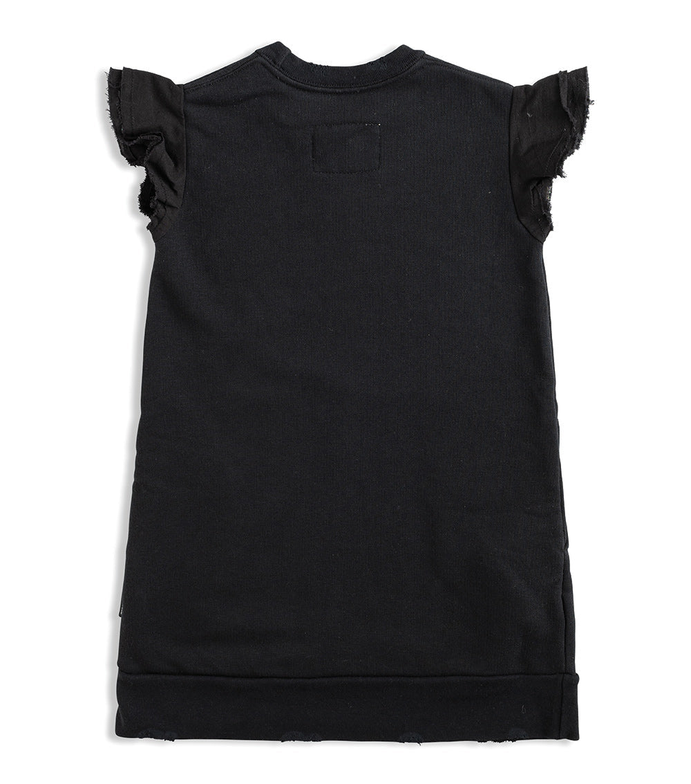 Kid | Ruffled Sleeve Sweatdress | Black