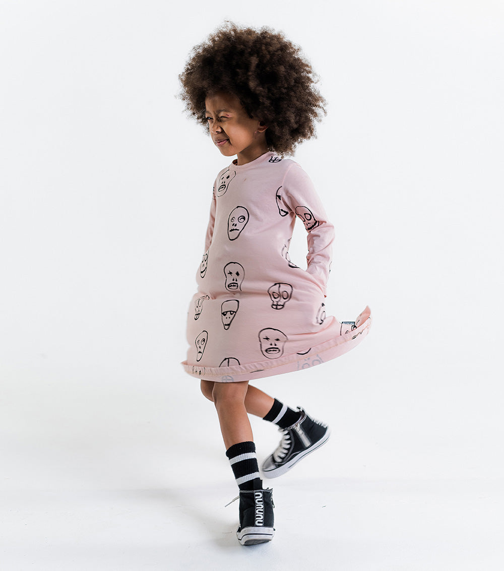 Kid | 360 Skull Mask Dress | Powder Pink