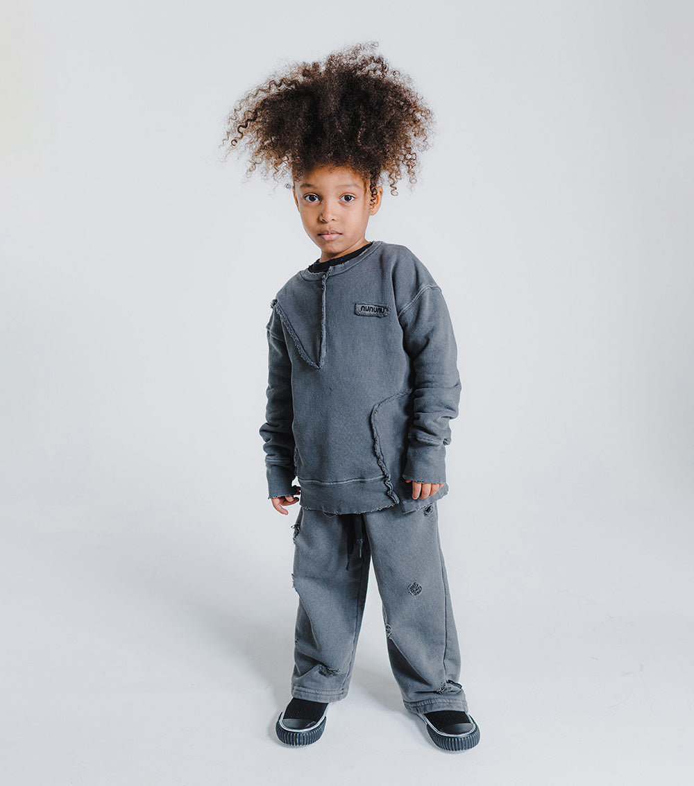 Kid | Patchwork Sweatshirt | Dyed Graphite