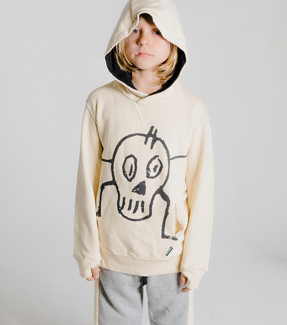 Kid | Goofy Skull Hoodie | Natural