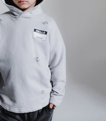 Kid | Distressed Hoodie | Ice Grey