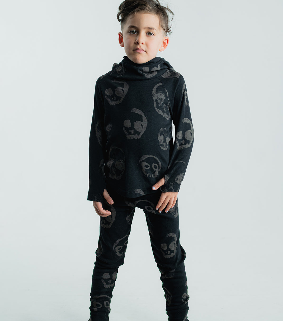 Kid | Faded Skulls Leggings | Black