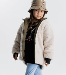 Kid | Reversible Sherpa Jacket | Olive