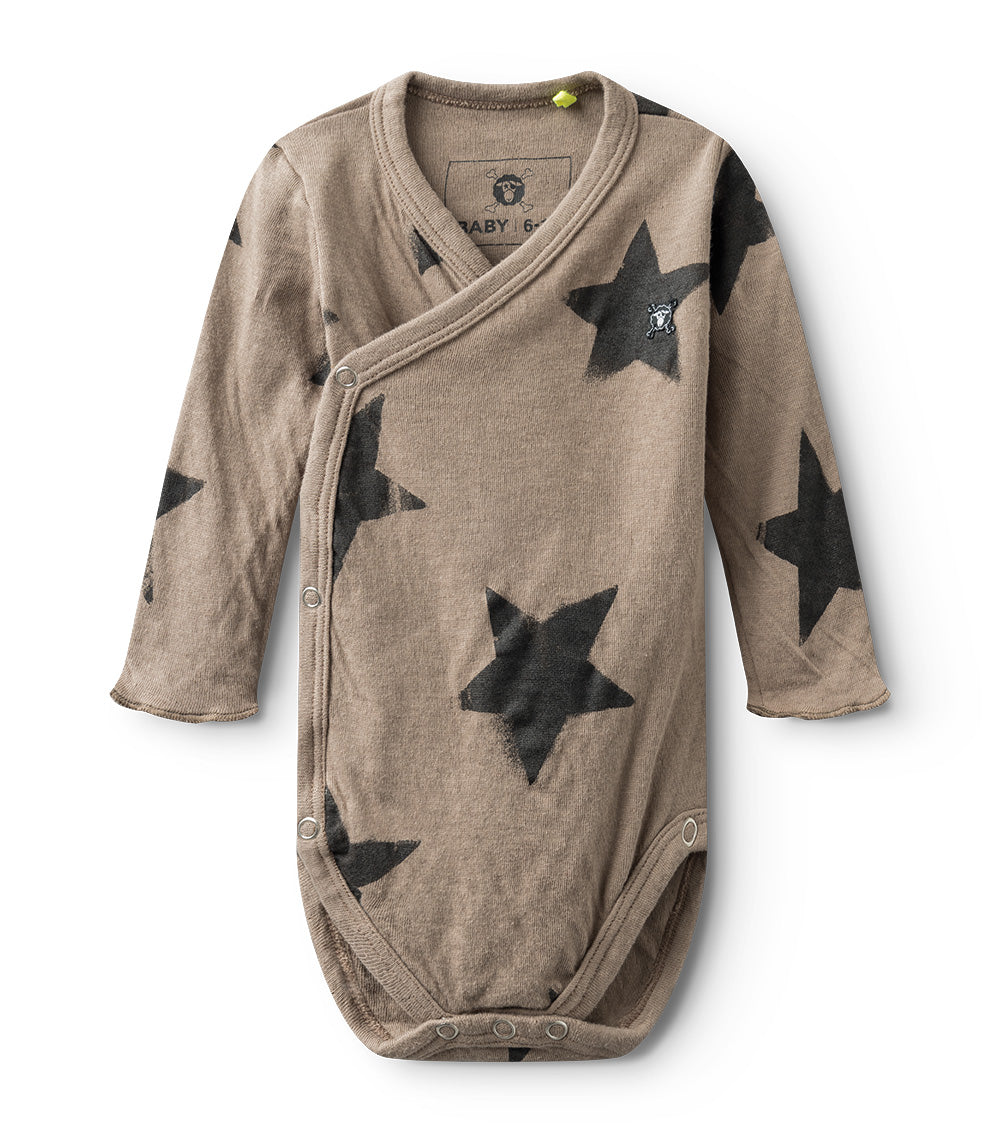 Newborn | Soft Faded Star Envelope Onesie | Earth Brown