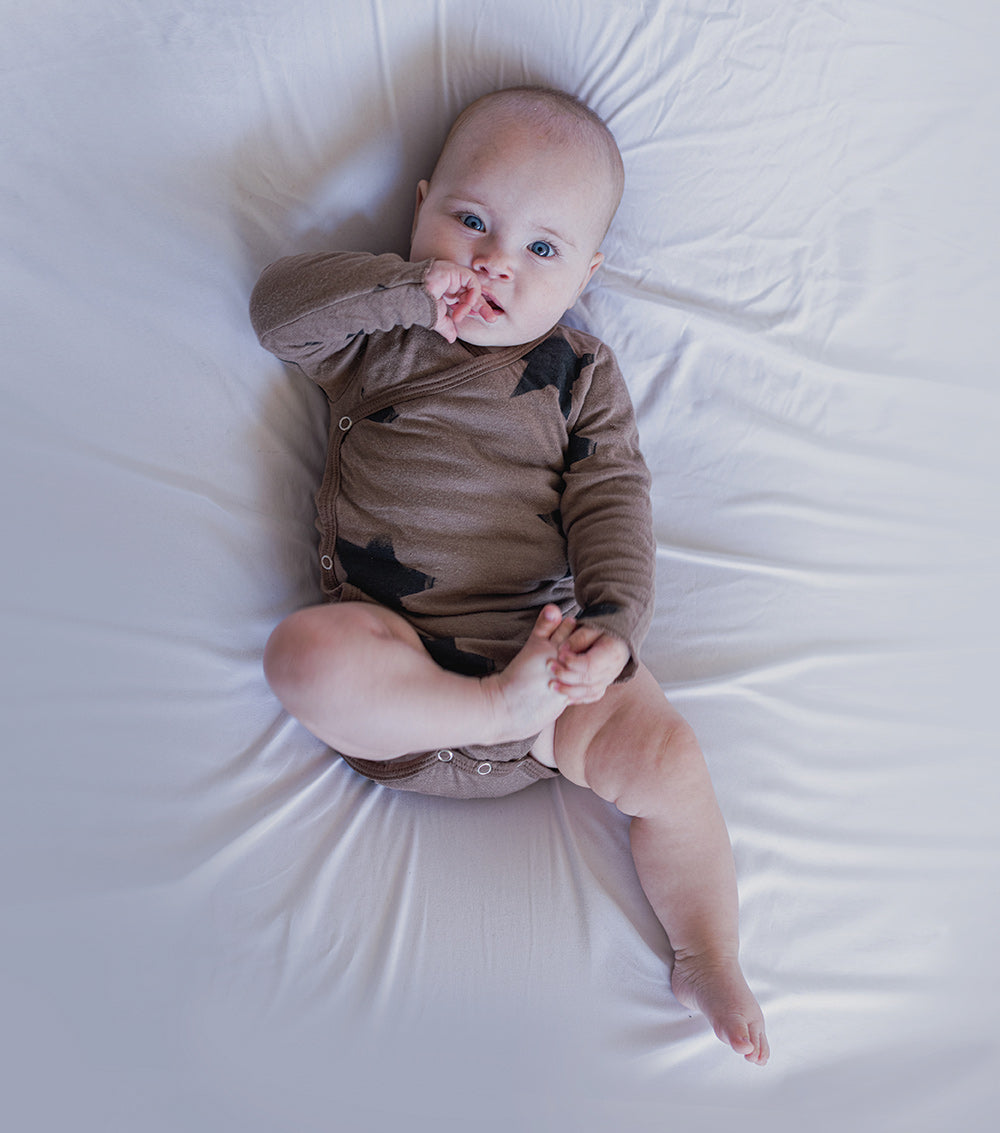 Newborn | Soft Faded Star Envelope Onesie | Heather Grey
