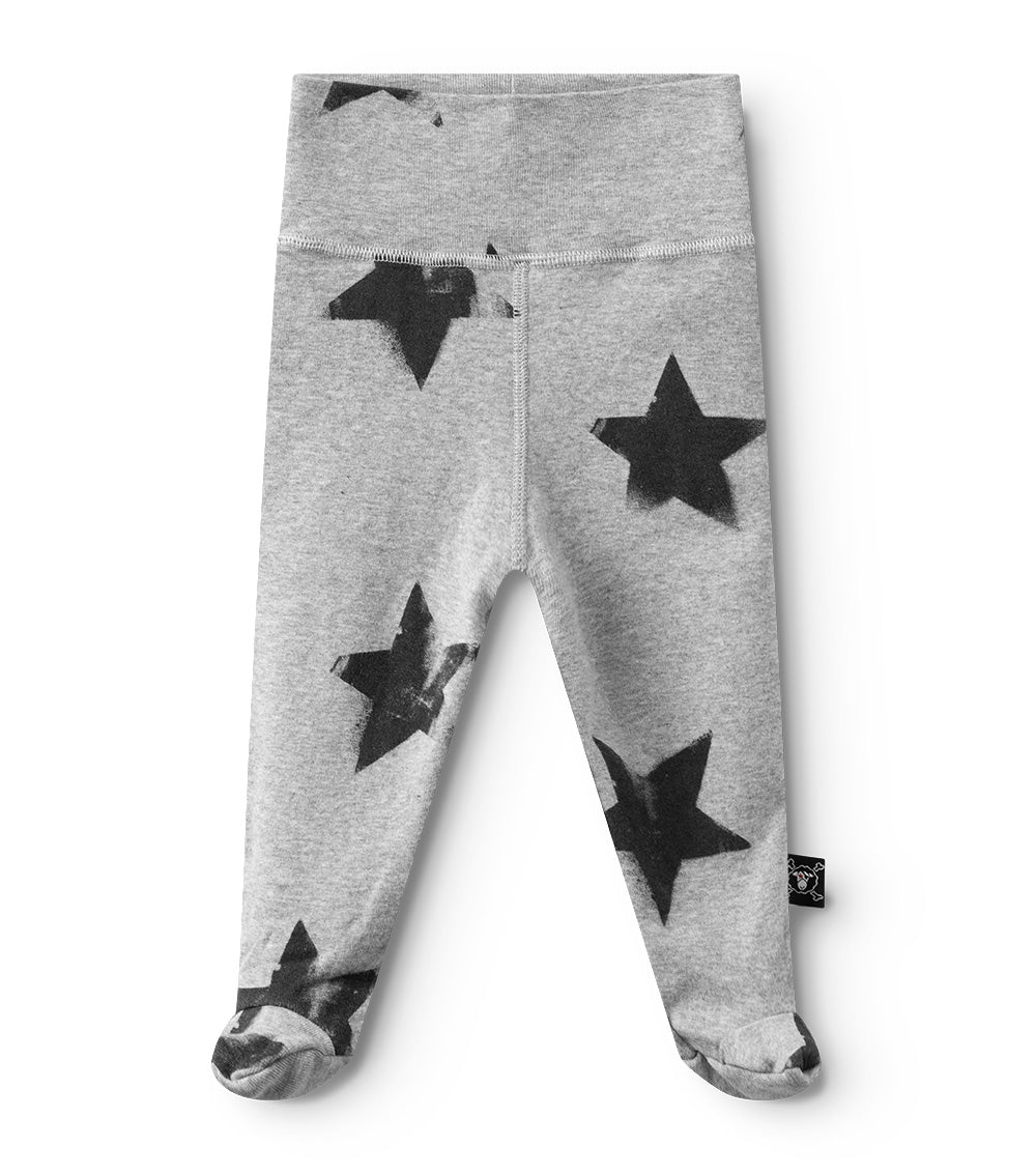Newborn | Star Footed Leggings | Heather Grey