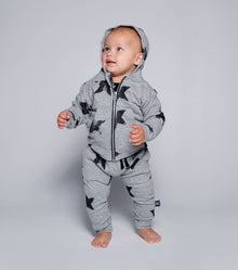Newborn | Soft Faded Star Zip Hoodie | Heather Grey
