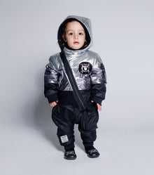Newborn | Puffy Trio Overall | Black x Silver