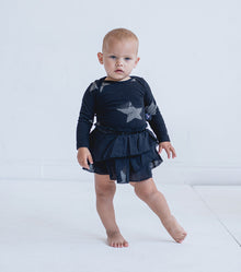 Newborn | Soft Star Onesie Layered Skirt | Black