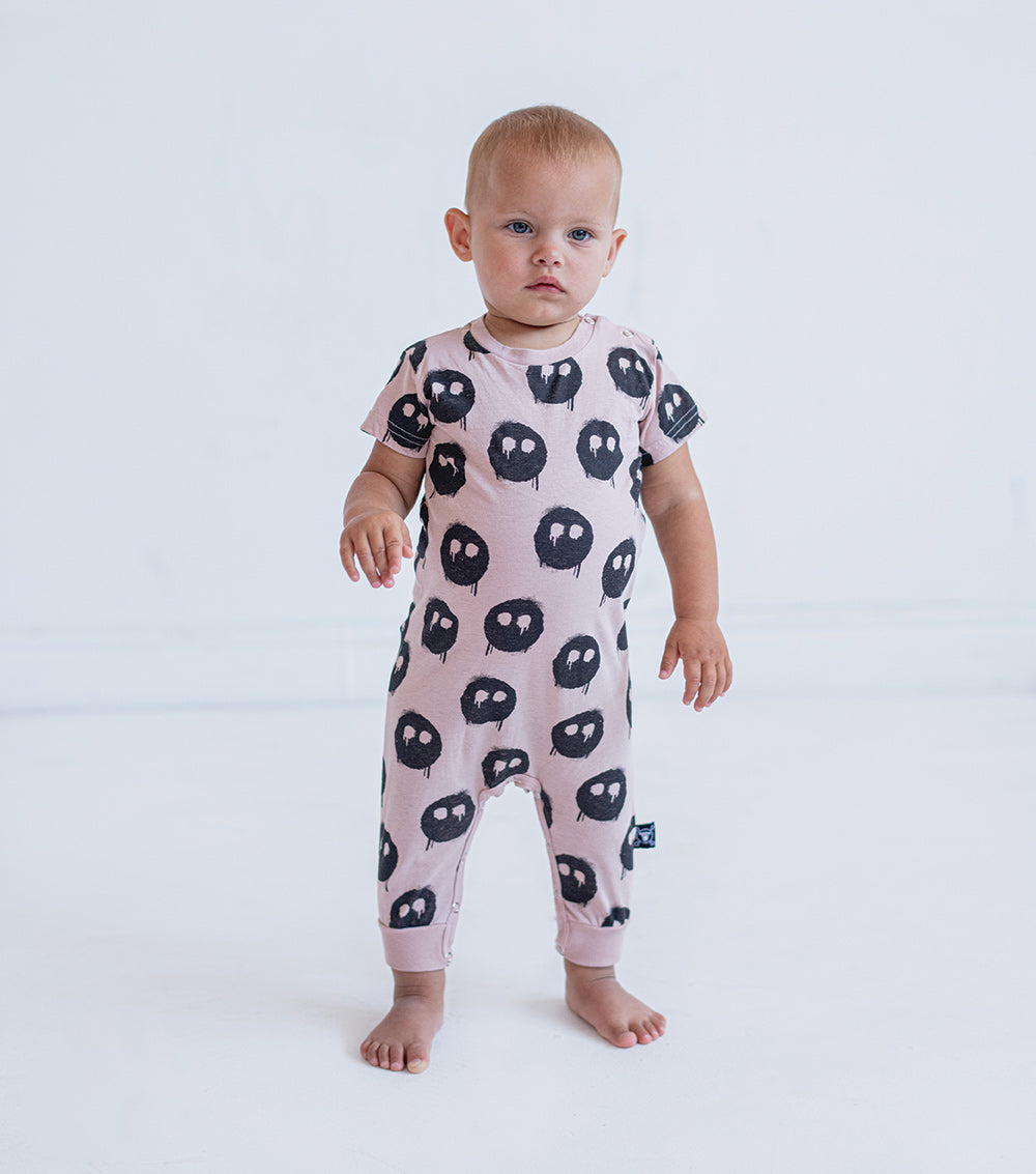 Newborn | Melting Masks Playsuit | Powder Pink