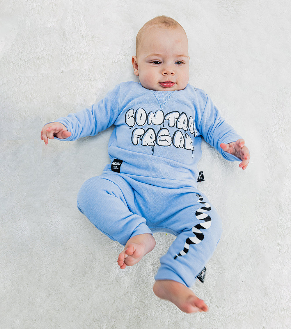Newborn | Stripey Snake Baby Baggy Pants | Foggy Blue