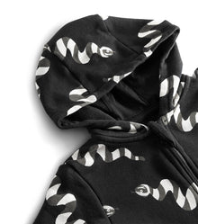 Newborn | Stripey Snakes Hooded Overall | Black