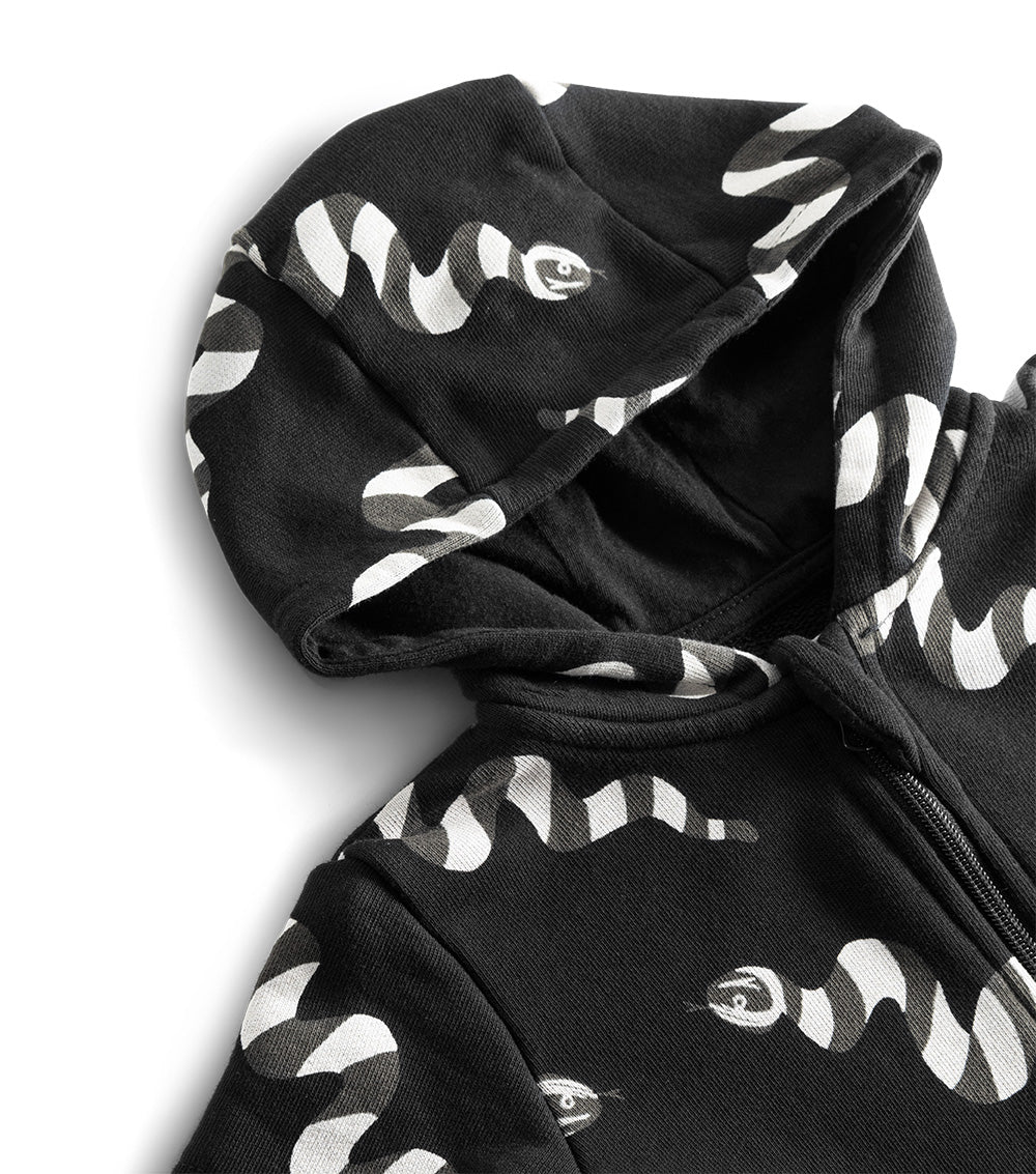 Newborn | Stripey Snakes Hooded Overall | Black