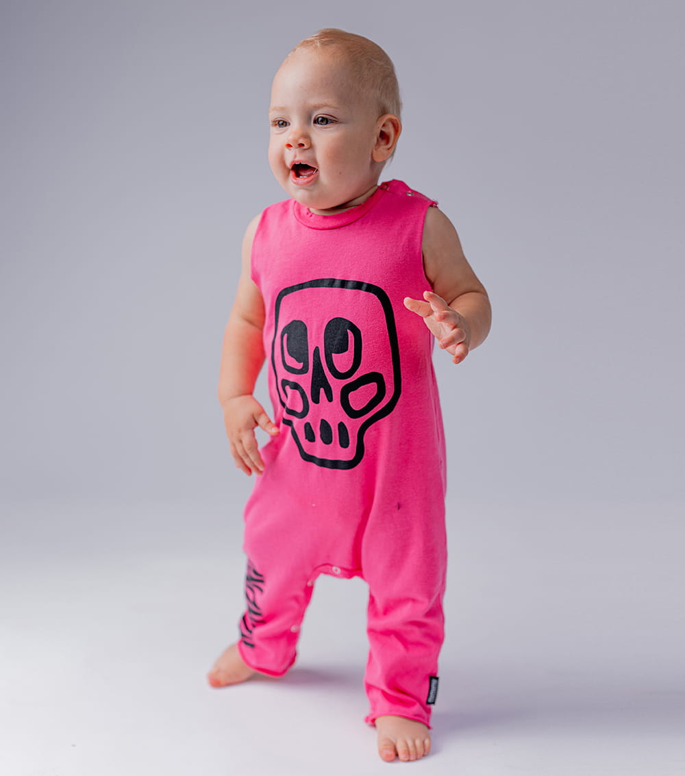 Unisex | Silou Skull Tank Overall | Hot Pink