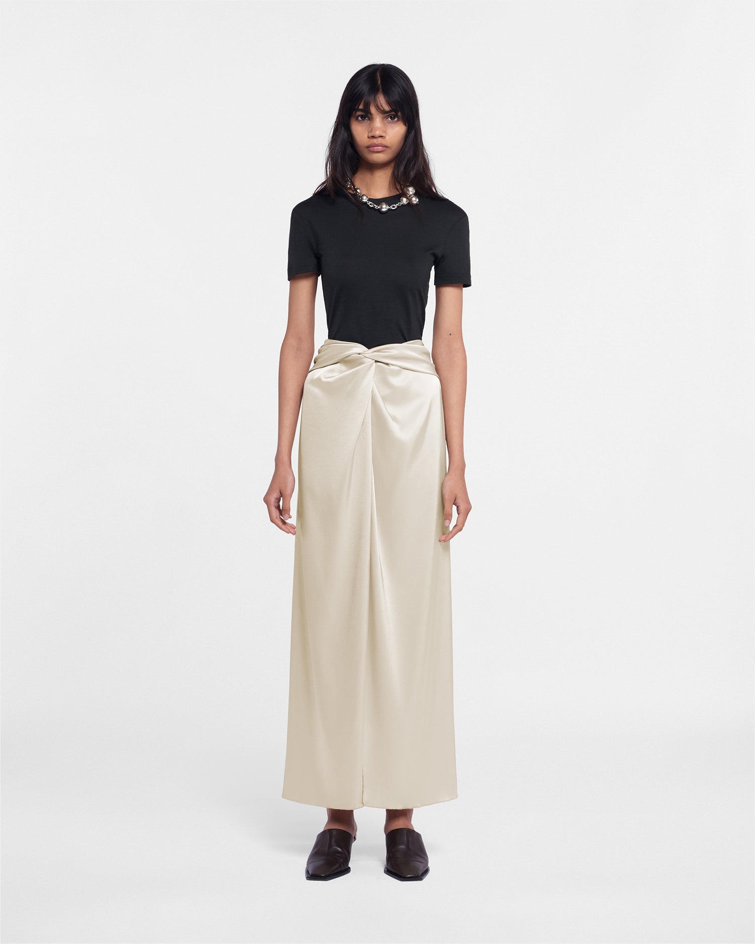 Womens | Heida Slip Satin Wrap Skirt | Porcelain