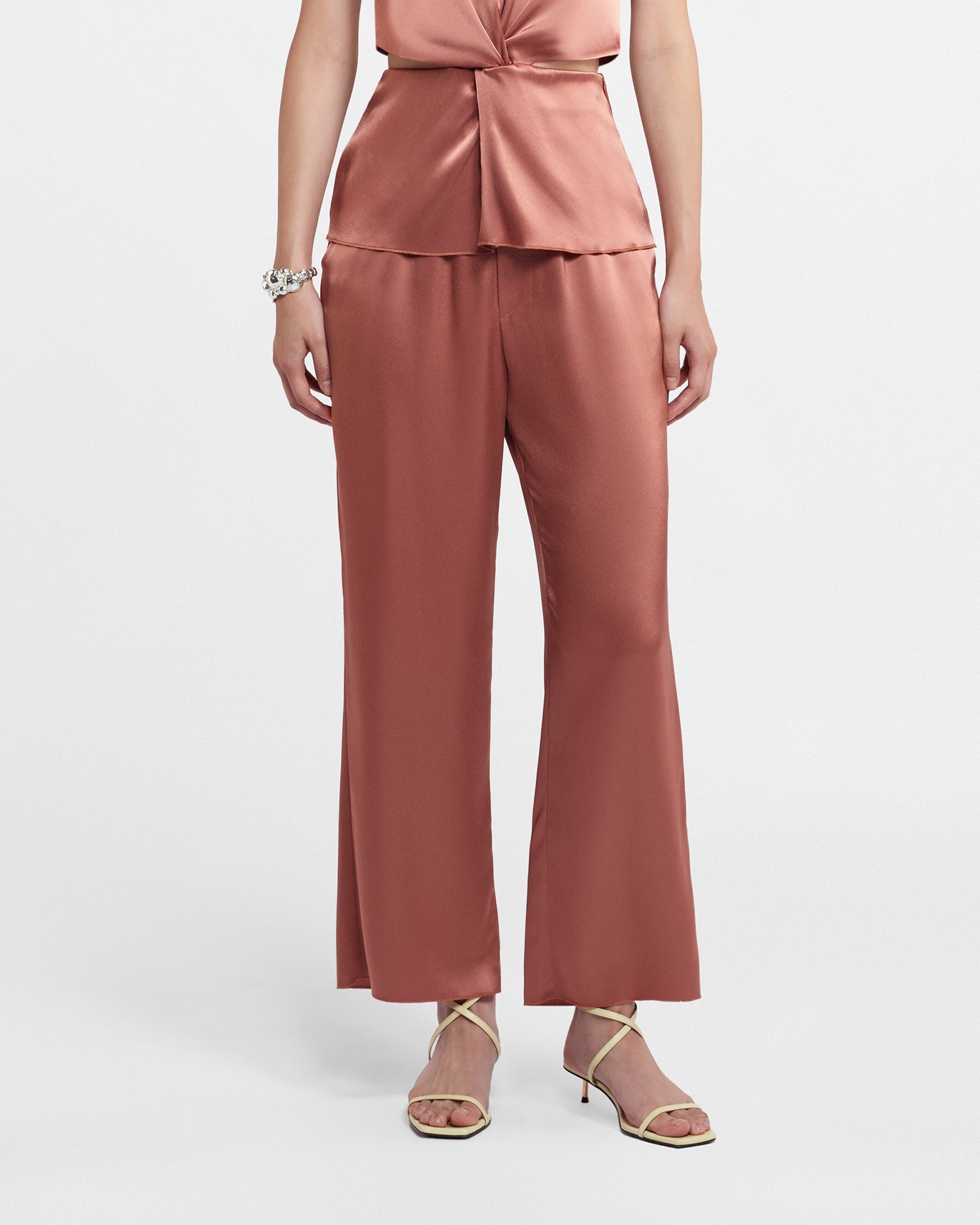 Womens | Odessa Slip Satin Pants | Brown Terra