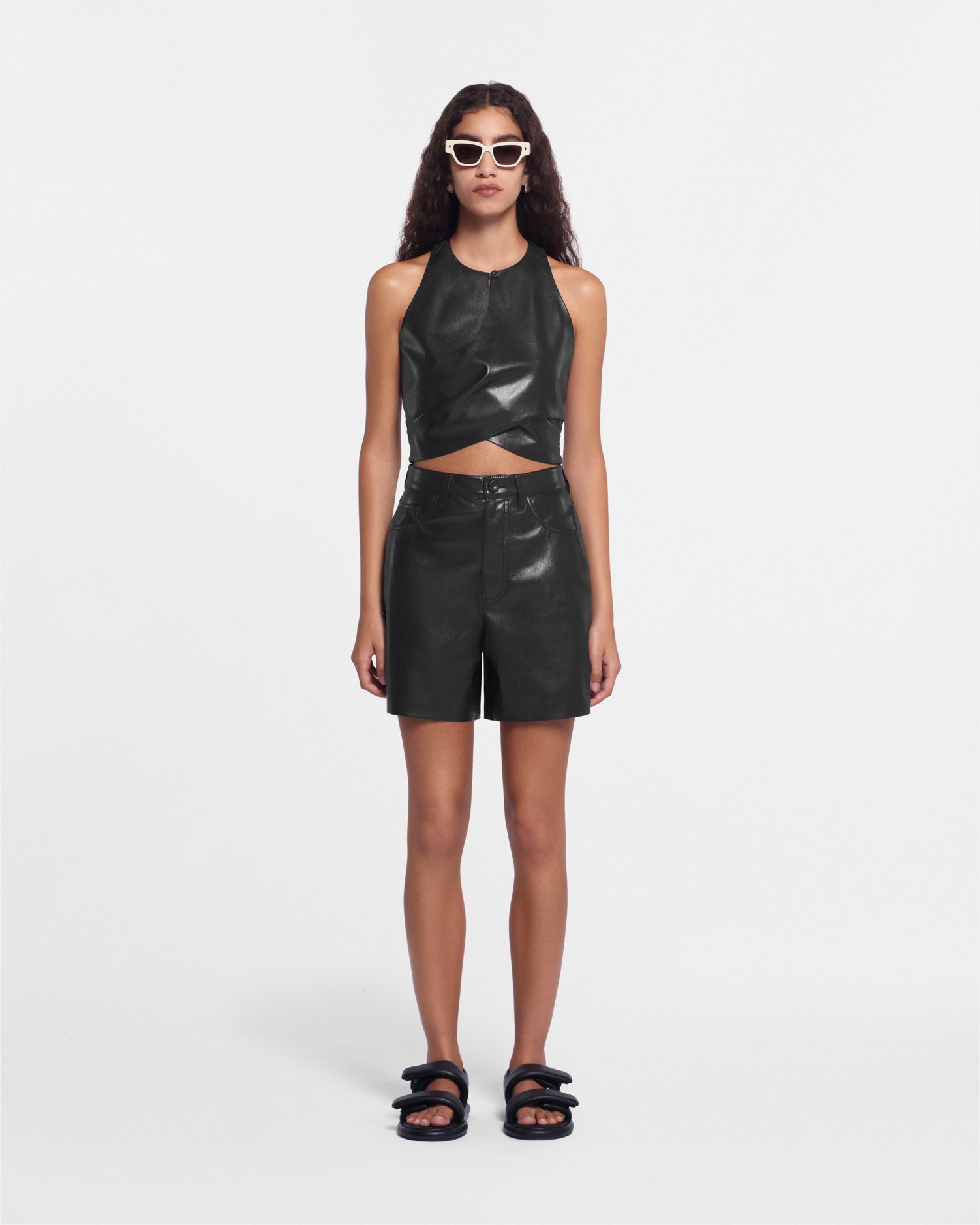 Leana Okobor Alt-Leather Shorts | Black