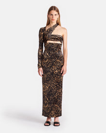 Neave Asymmetric Crushed Velvet Midi Dress | Fur Stroke Animal