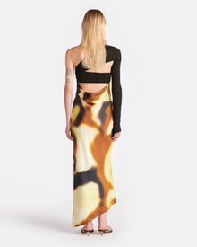 Womens | Eirah Draped Silk And Mesh-Jersey Midi Dress | Smudged Graffiti