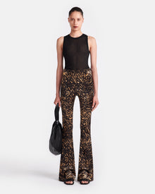 Womens | Matson Crushed Velvet Flared Leggings | Fur Stroke Animal