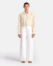 Womens | Coreen Cropped Sculpted Glass Poplin Shirt | Oat