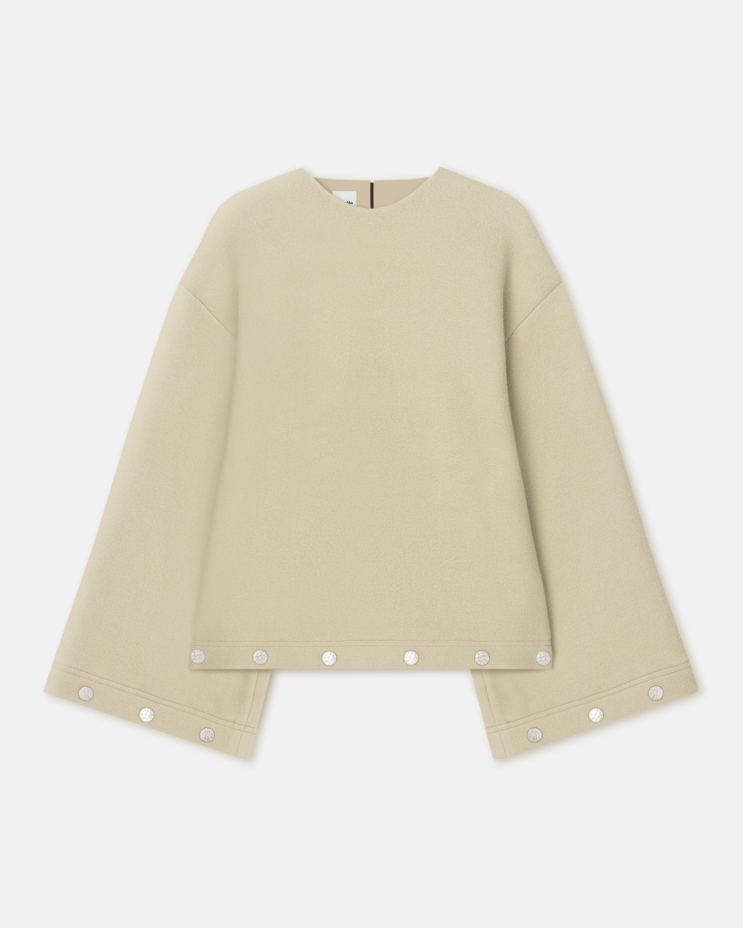 Anwen Studded Felted Wool Top | Oat