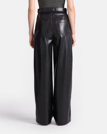 Womens | Sato Belted Okobor Alt-Leather Pants | Black