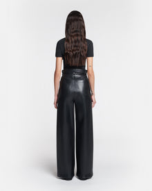 Harlee Belted Regenerated Leather Pants | Black