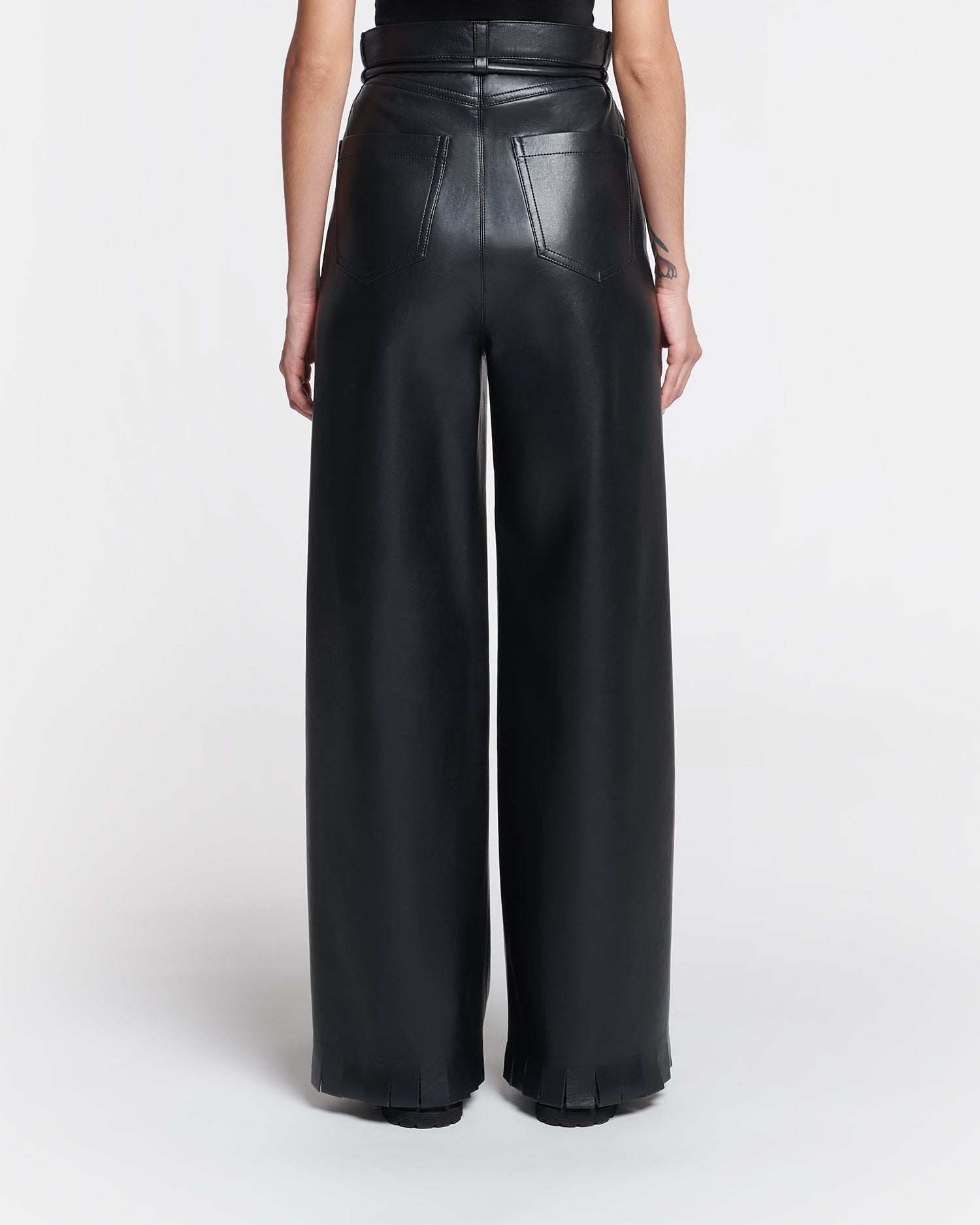 Harlee Belted Regenerated Leather Pants | Black