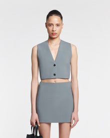 Womens | Suree Cropped Tailored Vest | Steel Blue