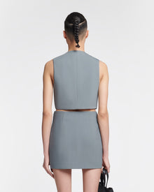 Womens | Suree Cropped Tailored Vest | Steel Blue