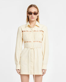 Womens | Genea Pleated Poplin Shirt Dress | Creme