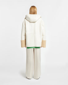 Womens | Maso Hooded Bonded Shearling Pullover | Creme/Crayon