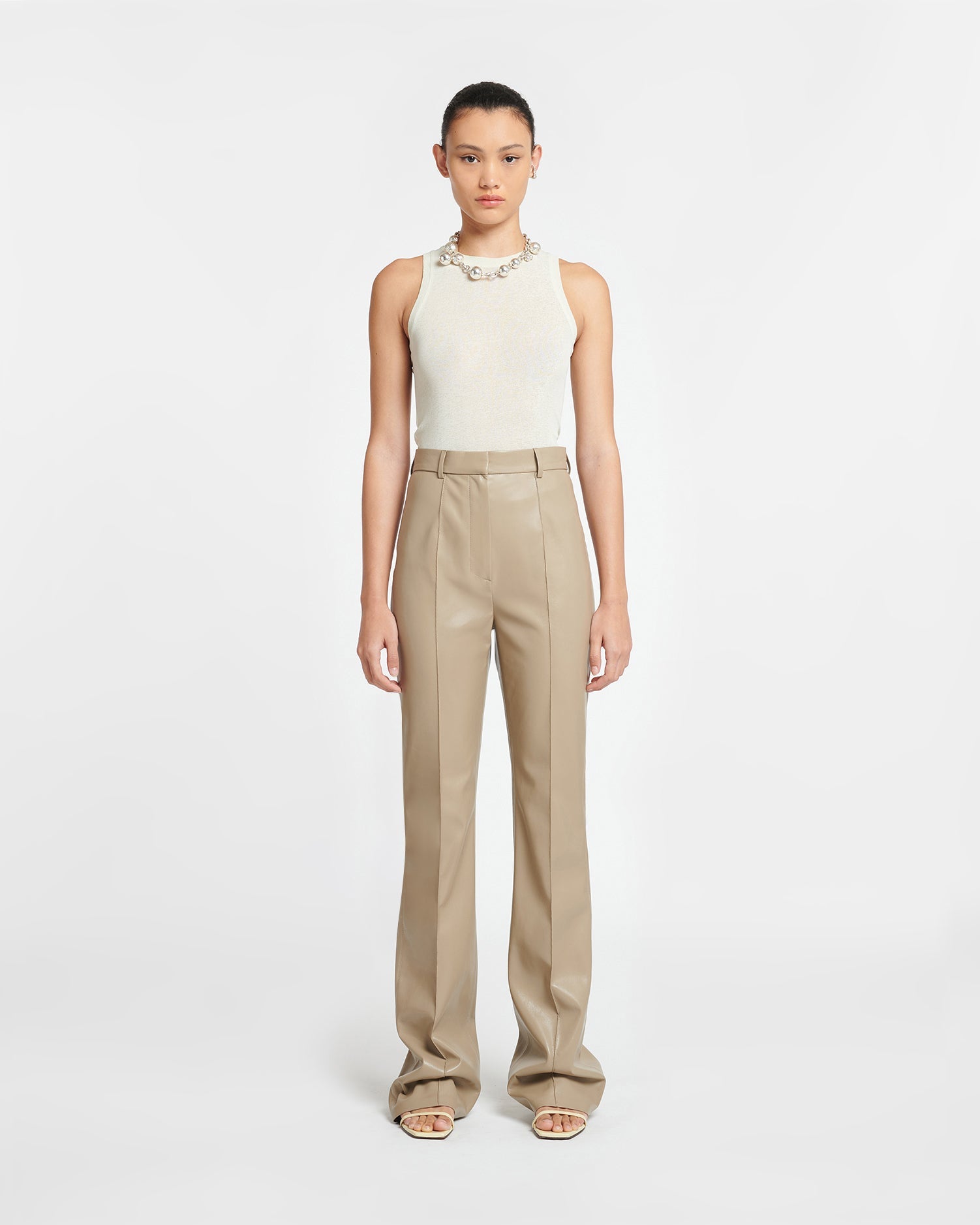 Womens | Leena Okobor Alt-Leather Pants | Ashy Taupe