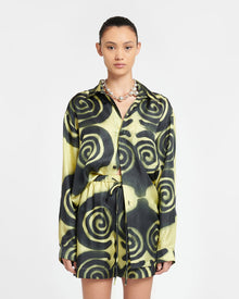 Womens | Sabrin Printed Twill Silk Shirt | Spiral Spray