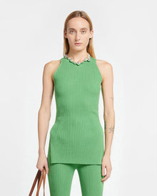 Womens | Savea Ribbed-Knit Halterneck Top | Green