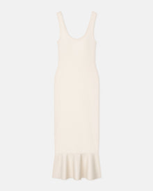 Womens | Talulla Leather-Trimmed Ribbed-Jersey Midi Dress | Creme