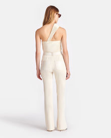 Womens | Mykas Leather-Trimmed Ribbed-Jersey Pants | Creme