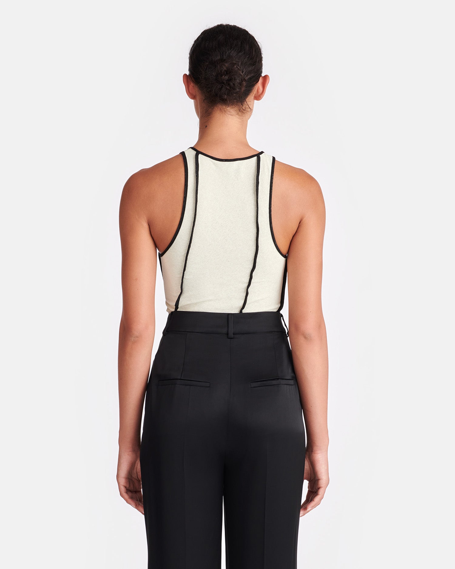 Womens | Enna Patchwork Mesh-Jersey Tank Top | White Wax/Black