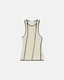 Womens | Enna Patchwork Mesh-Jersey Tank Top | White Wax/Black