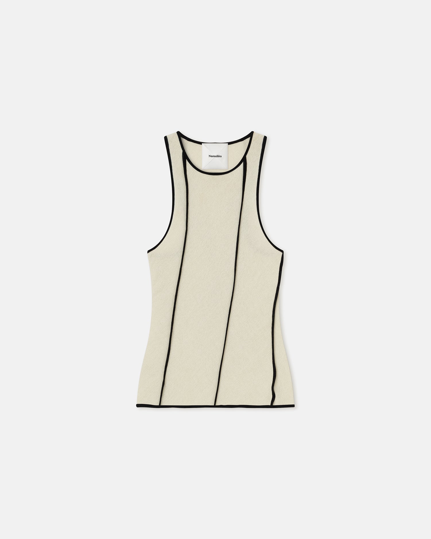 Womens | Enna Patchwork Mesh-Jersey Tank Top | White Wax/Black